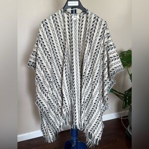 Striped Black and White Knit Poncho